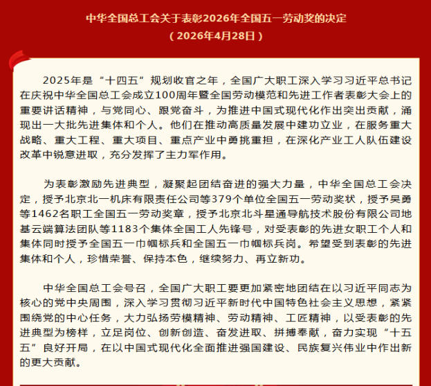 喜訊！匠心筑夢(mèng) 勞動(dòng)光榮——集團(tuán)職工張發(fā)被授予全國(guó)五一勞動(dòng)獎(jiǎng)?wù)路Q號(hào)